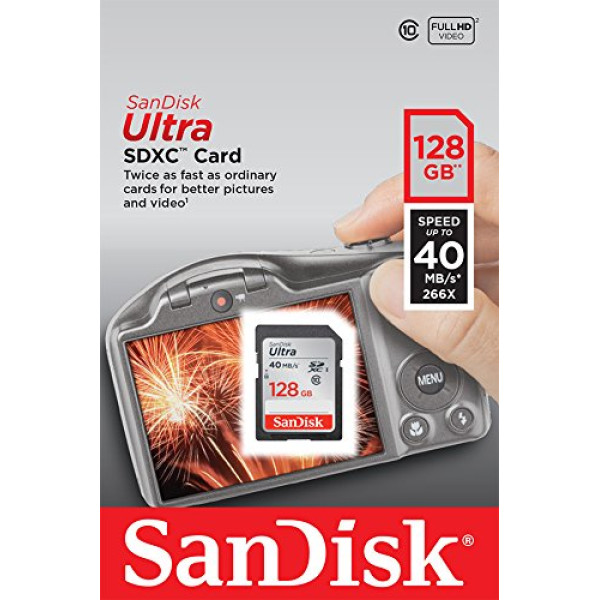 Карта пам'яті SanDisk 128 ГБ SDXC C10 UHS-I R40 МБ/с Ультра